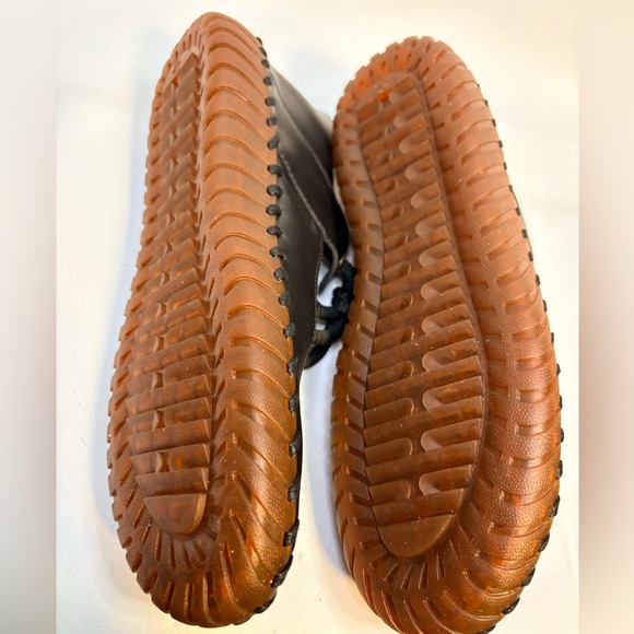 Black Leather Lace-Up Comfort Flats Whipstitch Sole Boho Casual Shoes - Picture 7 of 9